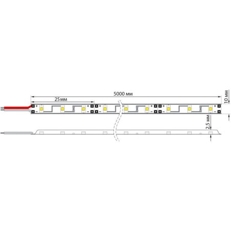 Лента светодиодная SMD2835 бел. 9.6Вт/м 120LED/м 12В IP23 (уп.5м) Lamper 141-395
