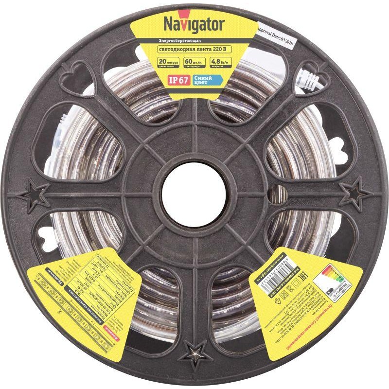 Лента светодиодная 14 513 NLS-3528B60-4.8-IP67-220V (уп.20м) Navigator 14513 Лента светодиодная 14 513 NLS-3528B60-4.8-IP67-220V (уп.20м) Navigator 14513