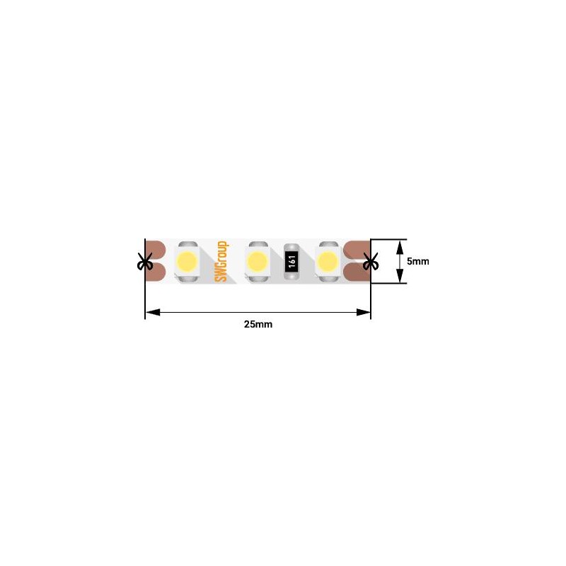 Лента светодиодная стандарт 3528 120LED/м 9.6Вт/м холод. бел. 12В IP20 со скотчем 3М (уп.5м) SWG Standard 00-00009703