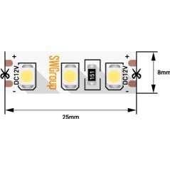 Лента светодиодная стандарт 3528 120LED/м 9.6Вт/м желт. 12В IP20 со скотчем 3М (уп.5м) SWG Standard 00-00009246
