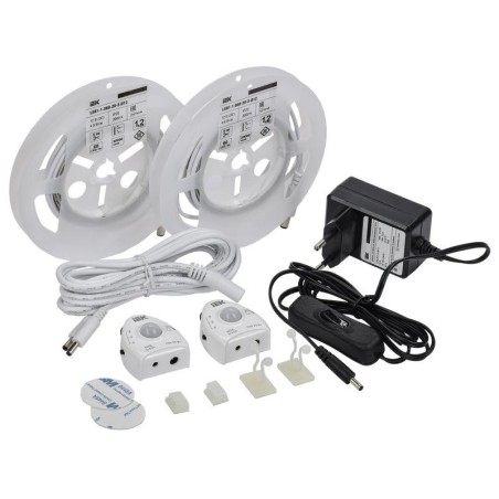 Комплект светодиодной подсветки "Сделай сам" DIY (лента LED 2х1.2м LSR-2835WW60-4.8-IP20-12В + драйвер + 2 датчика движения) IEK
