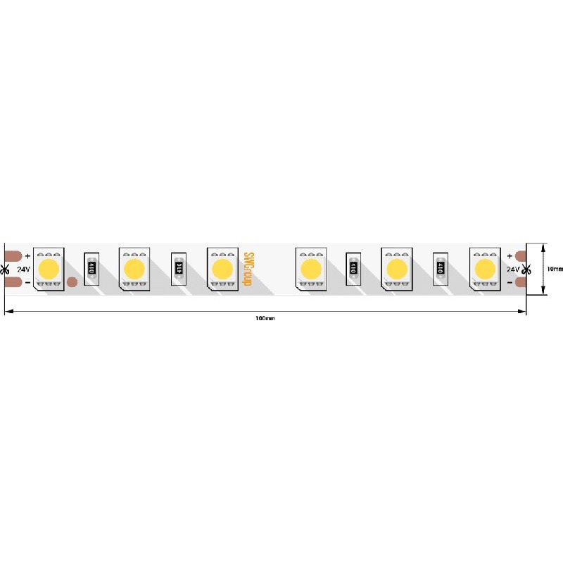 Лента светодиодная стандарт 5050 60LED/м 14.4Вт/м тепл. бел. 24В IP65 (уп.5м) SWG Standard 00-00009475