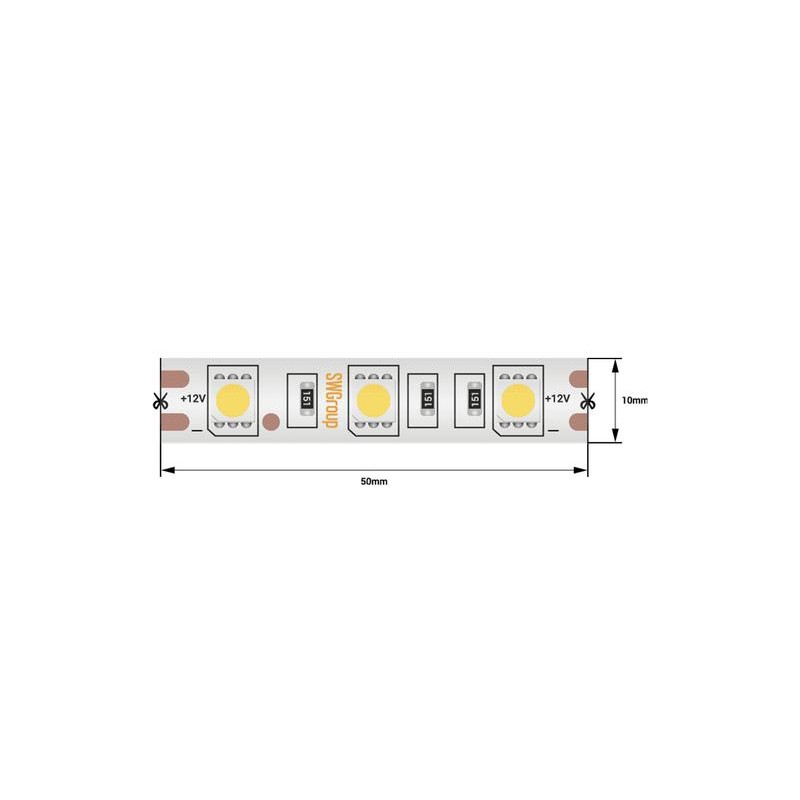 Лента светодиодная стандарт 5050 60LED/м 14.4Вт/м тепл. бел. 12В IP68 со скотчем 3М (уп.5м) SWG Standard 00-00009269