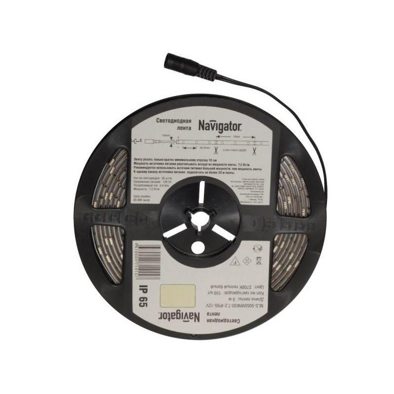 Лента светодиодная 71 416 NLS-5050B30-7.2 IP20 12B R5 7.2Вт/м (уп.5м) Navigator 71416