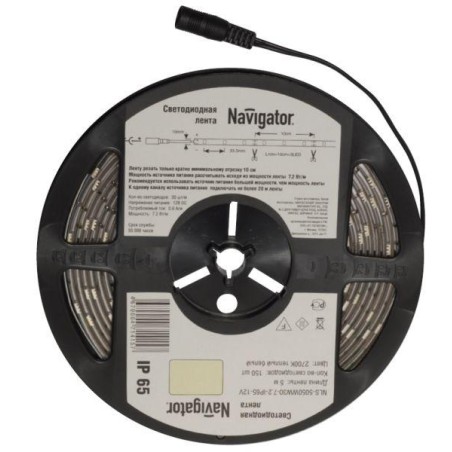 Лента светодиодная 71 416 NLS-5050B30-7.2 IP20 12B R5 7.2Вт/м (уп.5м) Navigator 71416