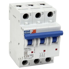 Выключатель автоматический модульный 3п D 32А 10кА OptiDin BM63-3D32-10-ОМ4-РЕГ КЭАЗ 390452