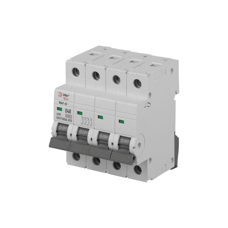 Выключатель автоматический 4п D 40А 4.5кА ВА47-63 PRO ЭРА Б0059488