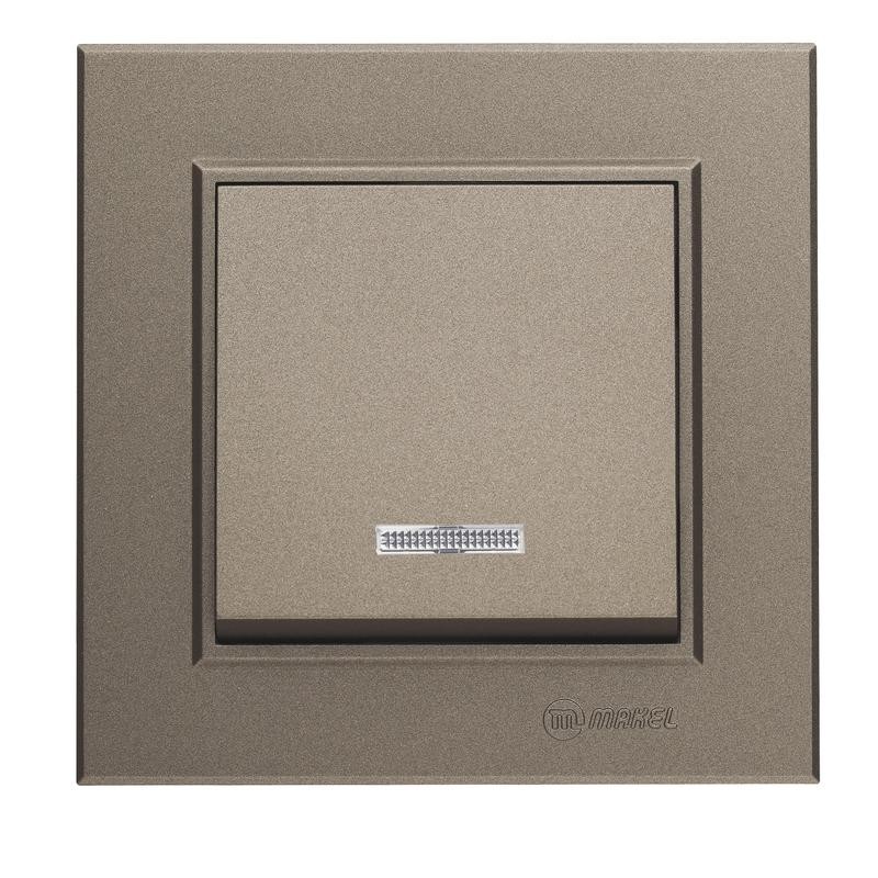 Переключатель 1-кл. СП Karea 10А IP20 зел. с подсветкой Makel 56052025 Переключатель 1-кл. СП Karea 10А IP20 зел. с подсветкой Makel 56052025