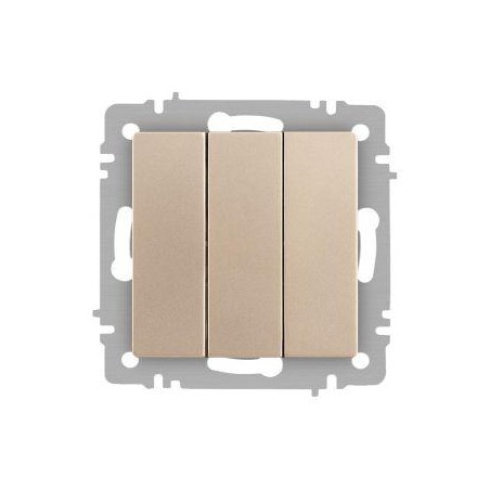 Выключатель Accent 6-106-04 тройной 10А-250В IP20 СУ AL/CU шампань Intro Б0063538