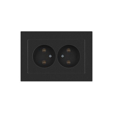 Розетка Accent 6-204-07 2х2P 16А-250В IP20 СУ AL/CU графит Intro Б0063435