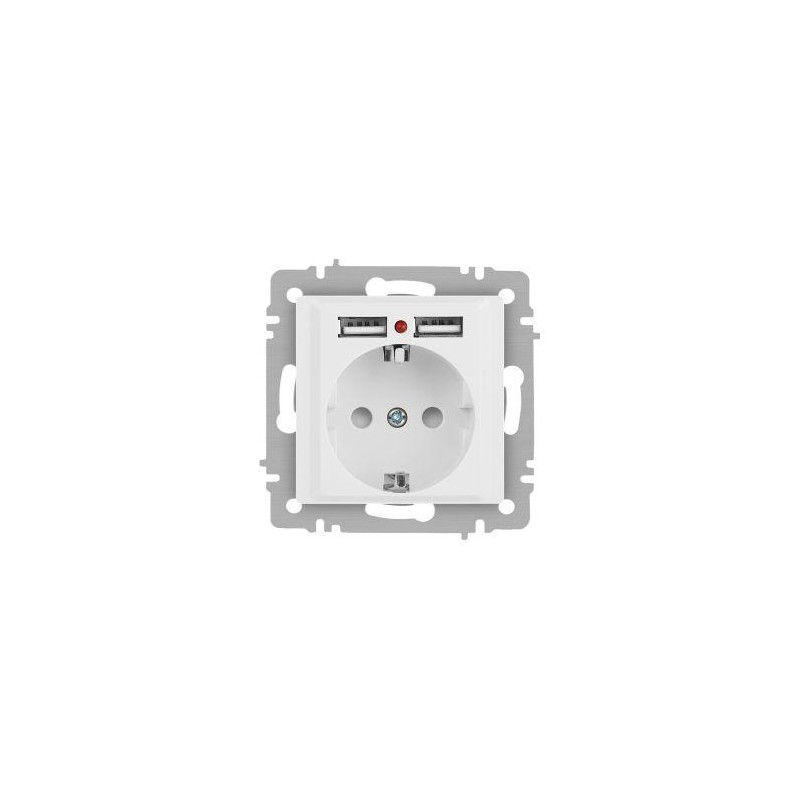 Розетка Accent 6-410-01М P+E Schuko со шторками 16А-250В + 2хUSB IP20 СУ бел. матов. Intro Б0063691 Розетка Accent 6-410-01М P+E Schuko со шторками 16А-250В + 2хUSB IP20 СУ бел. матов. Intro Б0063691