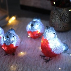 Фигура светодиодная акриловая "Семья снегирей" 16х9х13см 40LED 1.35Вт IP20 понижающ. трансф. в компл. элементы питания 3хAA (не 