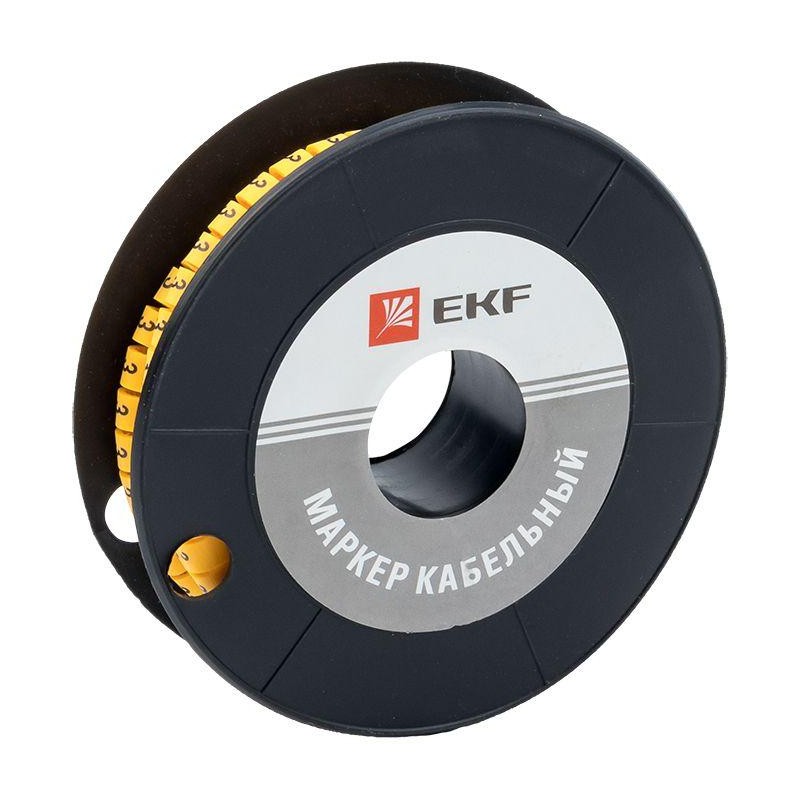 Маркер каб. 6.0кв.мм "3" (ЕС-3) (уп.350шт) EKF plc-KM-6-3