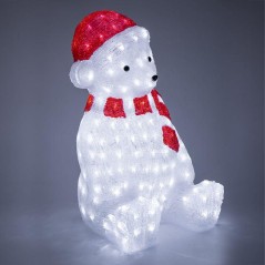 Фигура светодиодная акриловая "Медвежонок в красном колпаке" 56х45см 200LED бел. 12Вт 24В IP65 понижающ. трансф. в компл. Neon-N