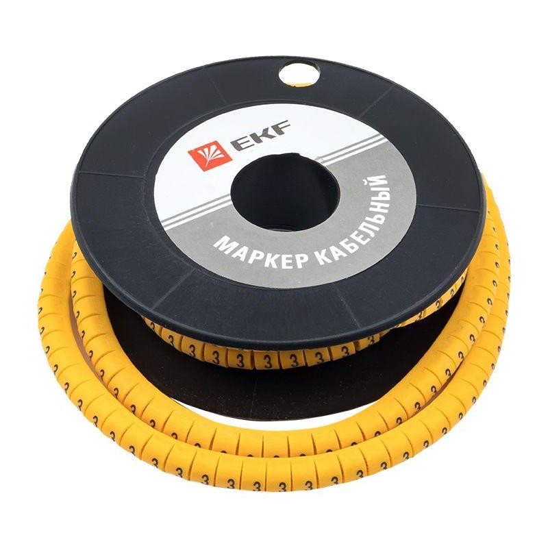 Маркер каб. 4.0кв.мм "3" (ЕС-2) (уп.500шт) EKF plc-KM-4-3