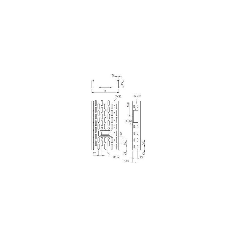 Лоток листовой перфорированный 300х60 L3000 сталь 1мм IKS 630 FS OBO 6087140