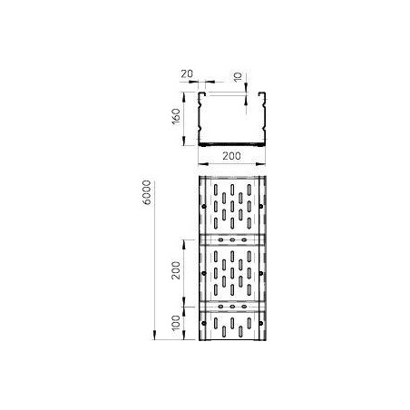 Лоток листовой перфорированный 600х160 L6000 сталь 2мм WKSG 166 FS для больших расстояний OBO 6098517