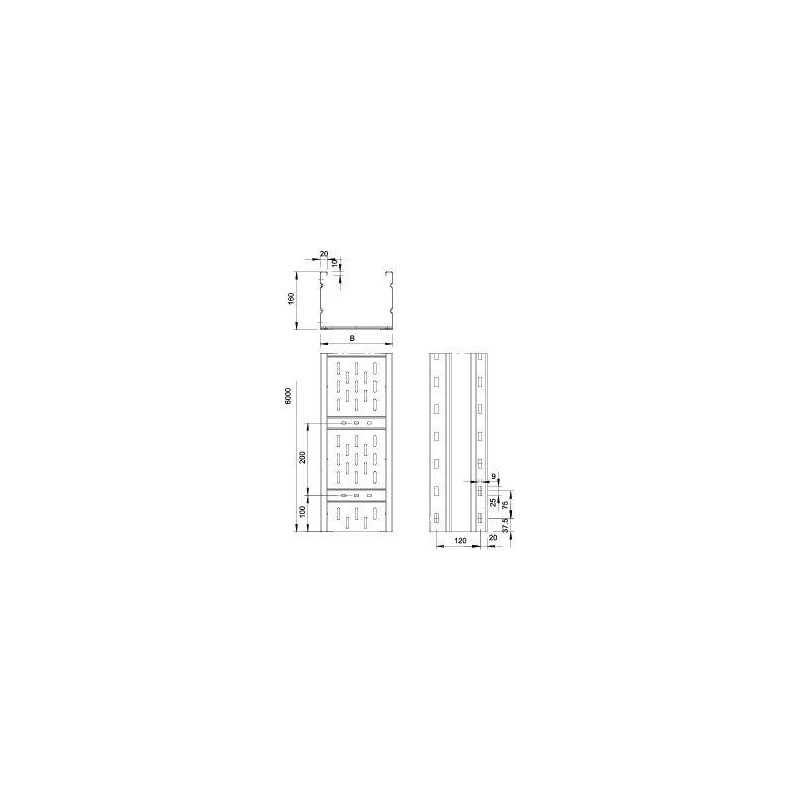 Лоток листовой перфорированный 600х160 L6000 сталь 2мм WKSG 166 FT OBO 6098566