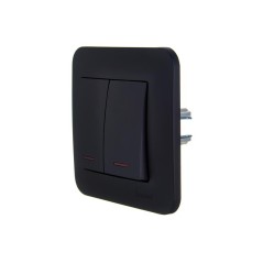 Выключатель 2-кл. 1п СП ASTI 10А IP20 с подсветкой в сборе черн. бархат LEZARD 7081-4242-112