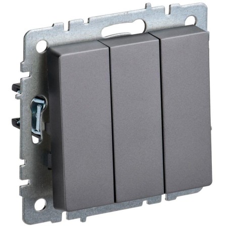Выключатель 3-кл. СП BRITE ВС10-3-0-БрС 10А механизм сталь IEK BR-V30-0-10-K46