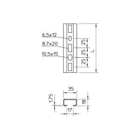 Рейка профильная 35х18 L2000 1268 SL 2M FS (дл.2м) OBO 1104454