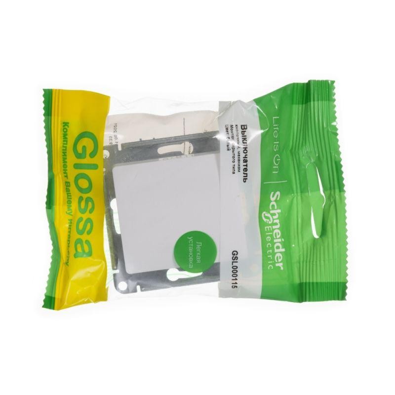Кнопка нажимная 1-кл. СП Glossa 10А IP20 (сх. 1) 10AX механизм бел. SE GSL000115 Кнопка нажимная 1-кл. СП Glossa 10А IP20 (сх. 1) 10AX механизм бел. SE GSL000115