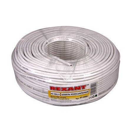 Кабель RG-58A/U (50Ом) бел.100м (м) Rexant 01-2001