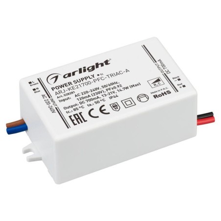 Блок питания ARJ-KE21700-PFC-TRIAC-A 15Вт 700мА IP44 пластик 5 лет Arlight 028281