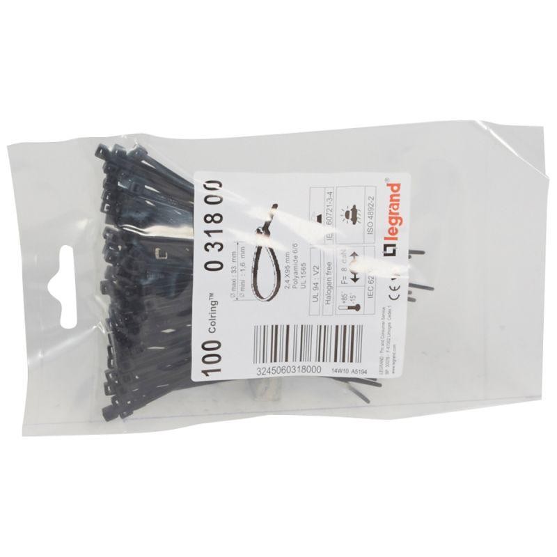 Хомут кабельный Colring 2.4х95 черн. (уп.100шт) Leg 031800 Хомут кабельный Colring 2.4х95 черн. (уп.100шт) Leg 031800
