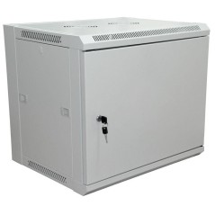 Шкаф настенный 19дюйм 12U 600х450х635мм (ШхГхВ) передняя дверь металл боковые стенки съемные (разобранный) RAL7035 Rexant 04-221