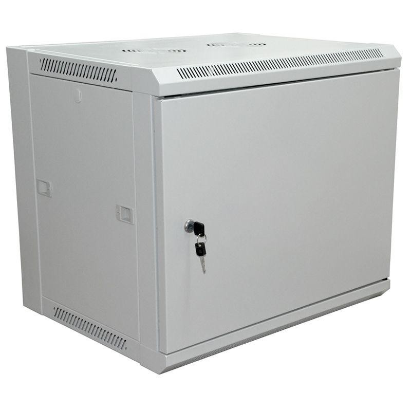 Шкаф настенный 19дюйм 15U 600х450х770мм (ШхГхВ) передняя дверь металл боковые стенки съемные (разобранный) RAL7035 Rexant 04-221