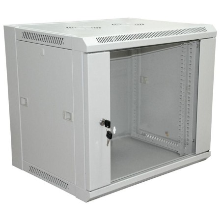 Шкаф настенный 19дюйм 18U 600х600х964мм (ШхГхВ) передняя дверь стекло боковые стенки съемные (разобранный) RAL7035 Rexant 04-222