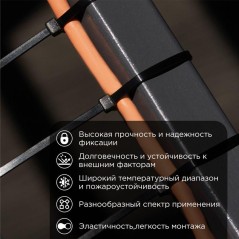 Стяжка кабельная нейлоновая 700х9.0мм черная (уп.25шт) Rexant 07-0701-9-25