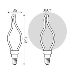 Лампа светодиодная филаментная Black Filament 4Вт контурная Artline свеча матовая 2700К тепл. бел. E14 330лм GAUSS 1000801104