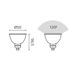 Лампа светодиодная Basic 5.5Вт MR16 3000К GU5.3 490лм (уп.3шт) GAUSS 10135162T