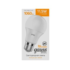 Лампа светодиодная Basic A60 11.5Вт 3000К E27 1060лм GAUSS 1023212