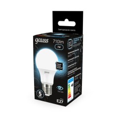 Лампа светодиодная Black 7Вт A60 грушевидная 4100К нейтр. бел. E27 710лм GAUSS 102502207