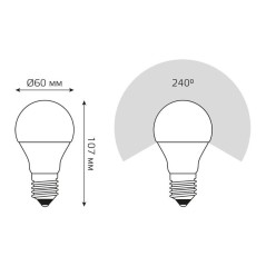 Лампа светодиодная Black 7Вт A60 грушевидная 4100К нейтр. бел. E27 710лм GAUSS 102502207