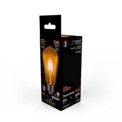Лампа светодиодная филаментная Black Filament 6Вт ST64 золотая 2400К тепл. бел. E27 550лм GAUSS 102802006