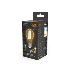 Лампа светодиодная филаментная Black Filament 30Вт A70 грушевидная 2700К тепл. бел. E27 3000лм GAUSS 102902130