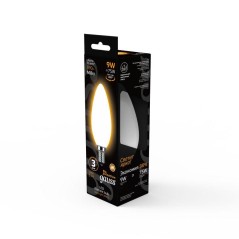 Лампа светодиодная филаментная Black Filament 9Вт свеча матовая 3000К тепл. бел. E14 590лм GAUSS 103201109