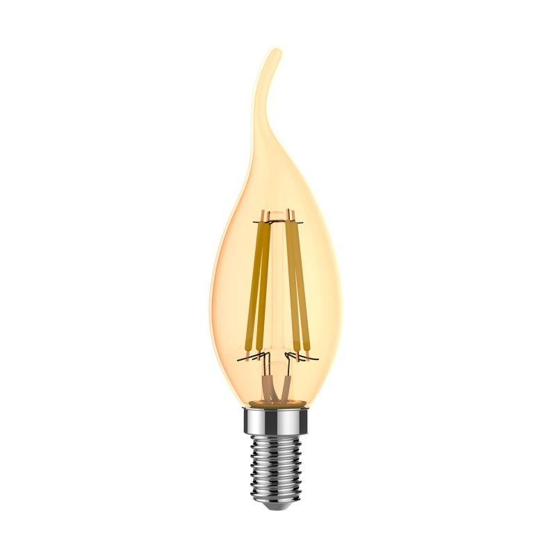 Лампа светодиодная филаментная Basic Filament 3.8Вт Свеча на ветру 2400К Е14 350лм golden GAUSS 1047154
