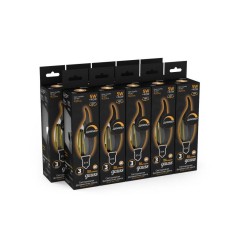 Лампа светодиодная филаментная Black Filament 5Вт свеча на ветру 2700К тепл. бел. E14 420лм диммир. GAUSS 104801105-D