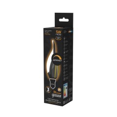 Лампа светодиодная филаментная Black Filament 5Вт свеча на ветру 2700К тепл. бел. E14 420лм диммир. GAUSS 104801105-D