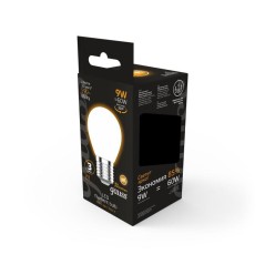 Лампа светодиодная филаментная Black Filament 9Вт P45 шар матовая 3000К тепл. бел. E27 590лм GAUSS 105202109