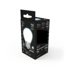 Лампа светодиодная филаментная Black Filament 9Вт P45 шар матовая 4100К нейтр. бел. E27 610лм GAUSS 105202209