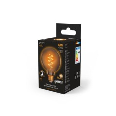 Лампа светодиодная филаментная Black Filament 6Вт G95 шар золотая 2400К тепл. бел. E27 360лм GAUSS 105802007