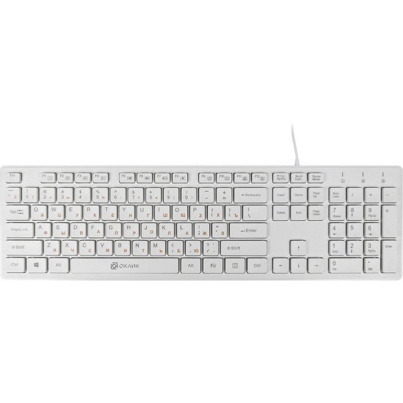 Клавиатура 500M бел. USB slim Multimedia 500M ОКЛИК 1061586