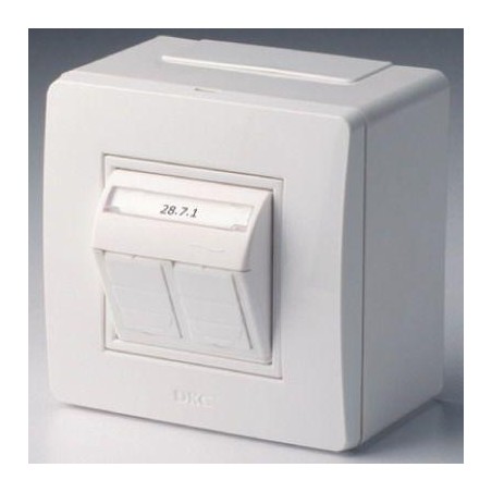 Коробка PDD-N60 с 2 розетками Brava RJ45 кат.5E (телефон/компьютер) бел. DKC 10656