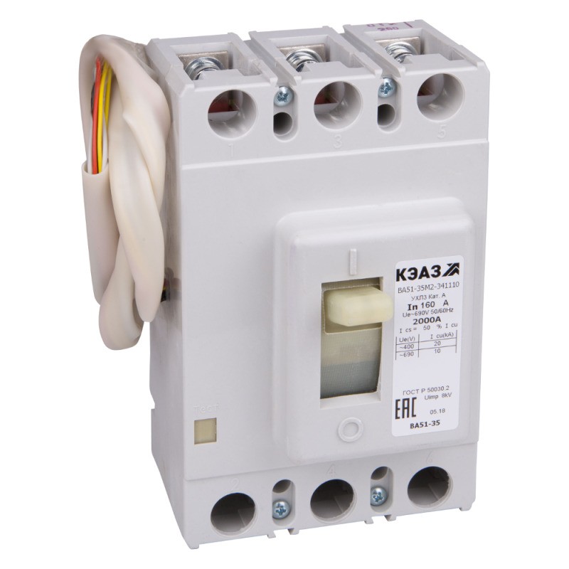 Выключатель автоматический 80А 1000Im ВА51-35М1-341810 УХЛ3 690В AC НР110AC/DC КЭАЗ 108338 Выключатель автоматический 80А 1000Im ВА51-35М1-341810 УХЛ3 690В AC НР110AC/DC КЭАЗ 108338
